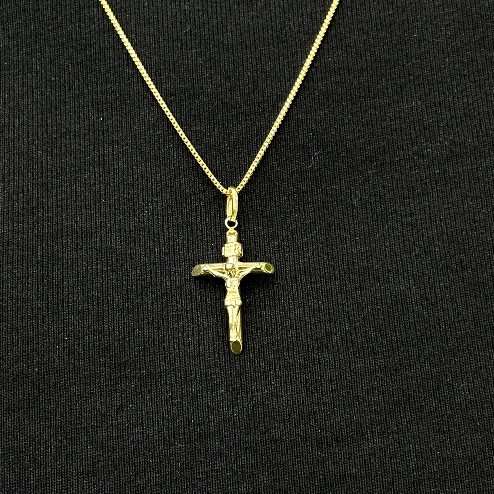 Real Solid 10K Yellow Gold Polished Small Cross Charm Pendant