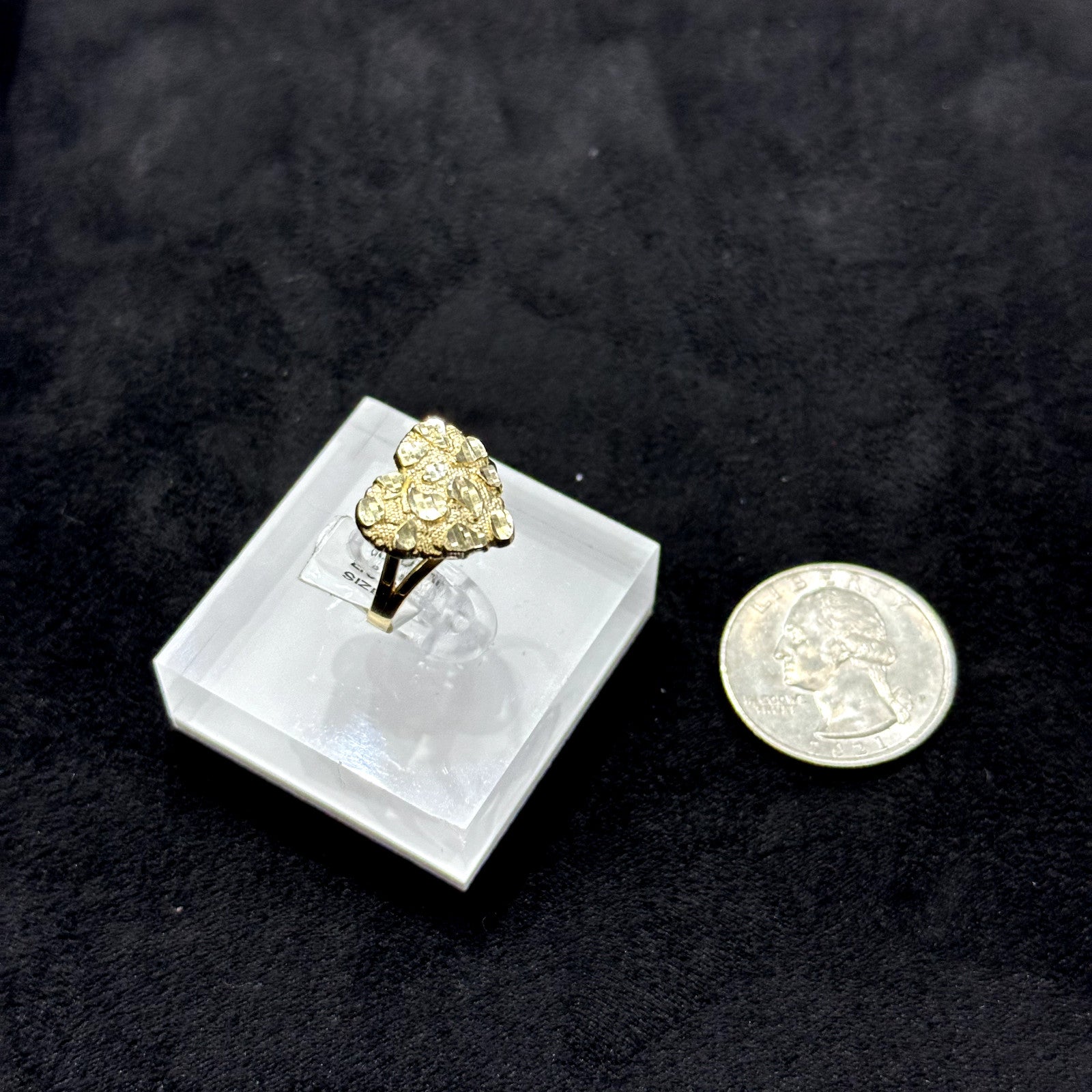 10k Gold Heart Nugget Ring Size 7