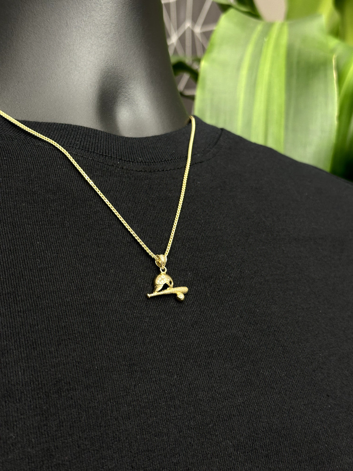 10K Yellow Gold Baseball Baseball Bat Charm Pendant