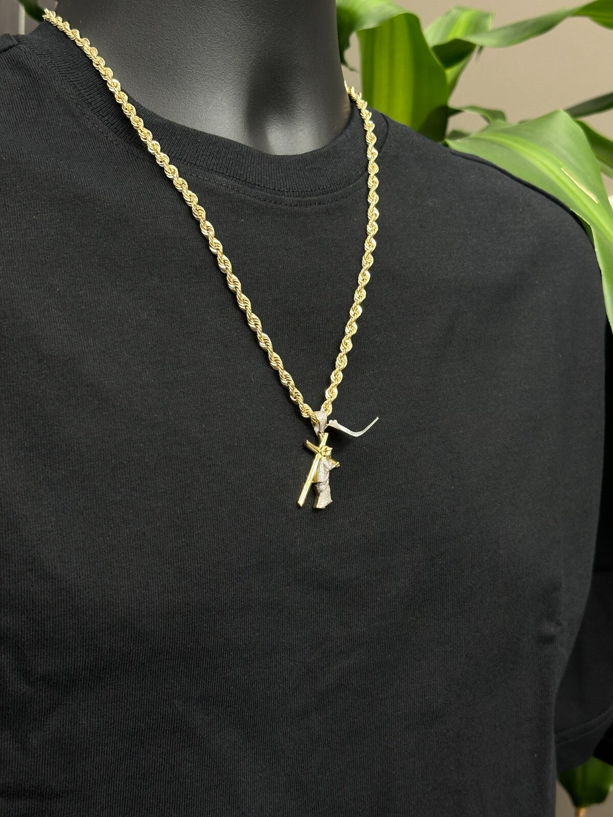 Jesus with Cross Pendant Charm 10K Real Gold 1.05CTW Real Diamonds