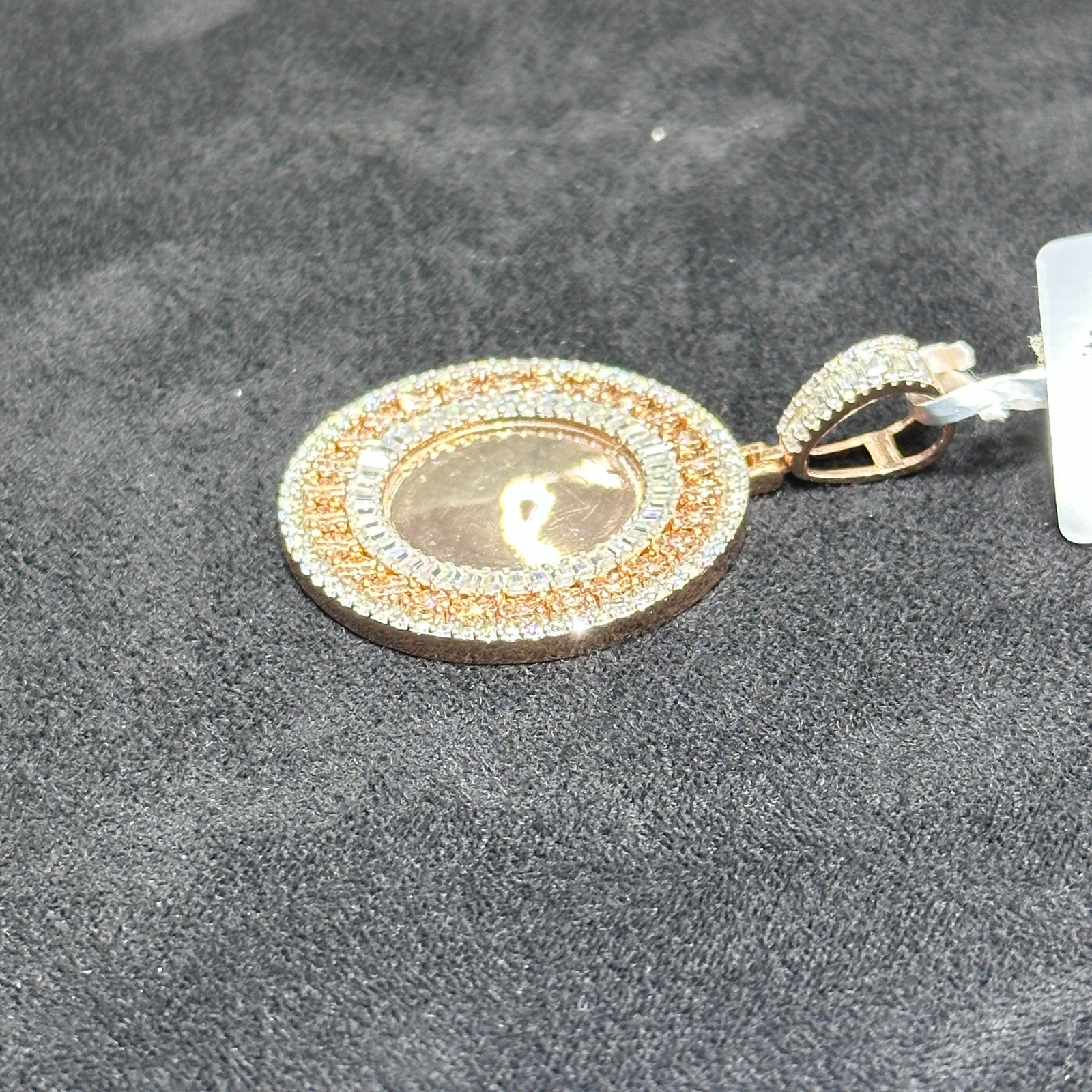 Picture Charm 925 Rose Gold Plated Silver with Moissanite 3.05 CTW