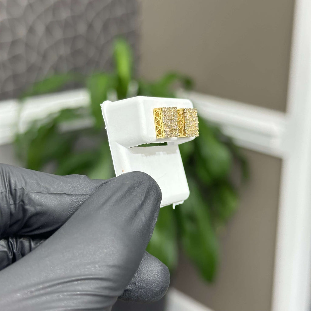 Genuine Natural Diamond Square Stud Earrings (1 CTW) 10k Real Gold