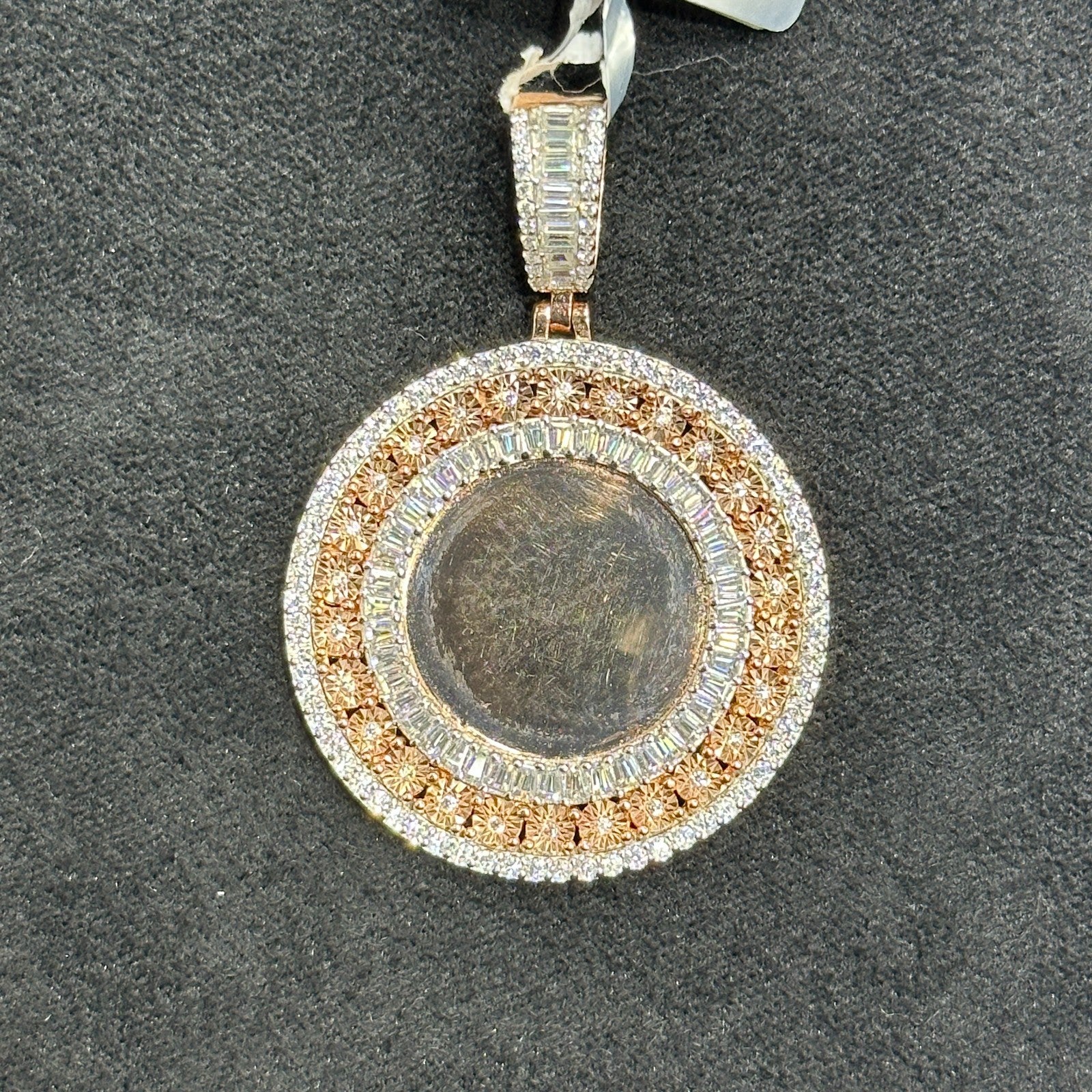 Picture Charm 925 Rose Gold Plated Silver with Moissanite 3.05 CTW