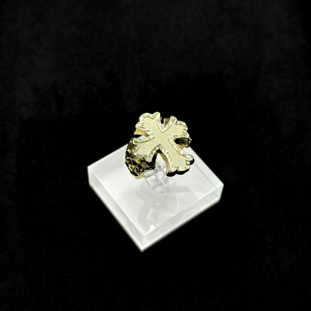 Real 10k Jesus Nugget Cross Ring Yellow Gold Mens Casual Ring 10kt