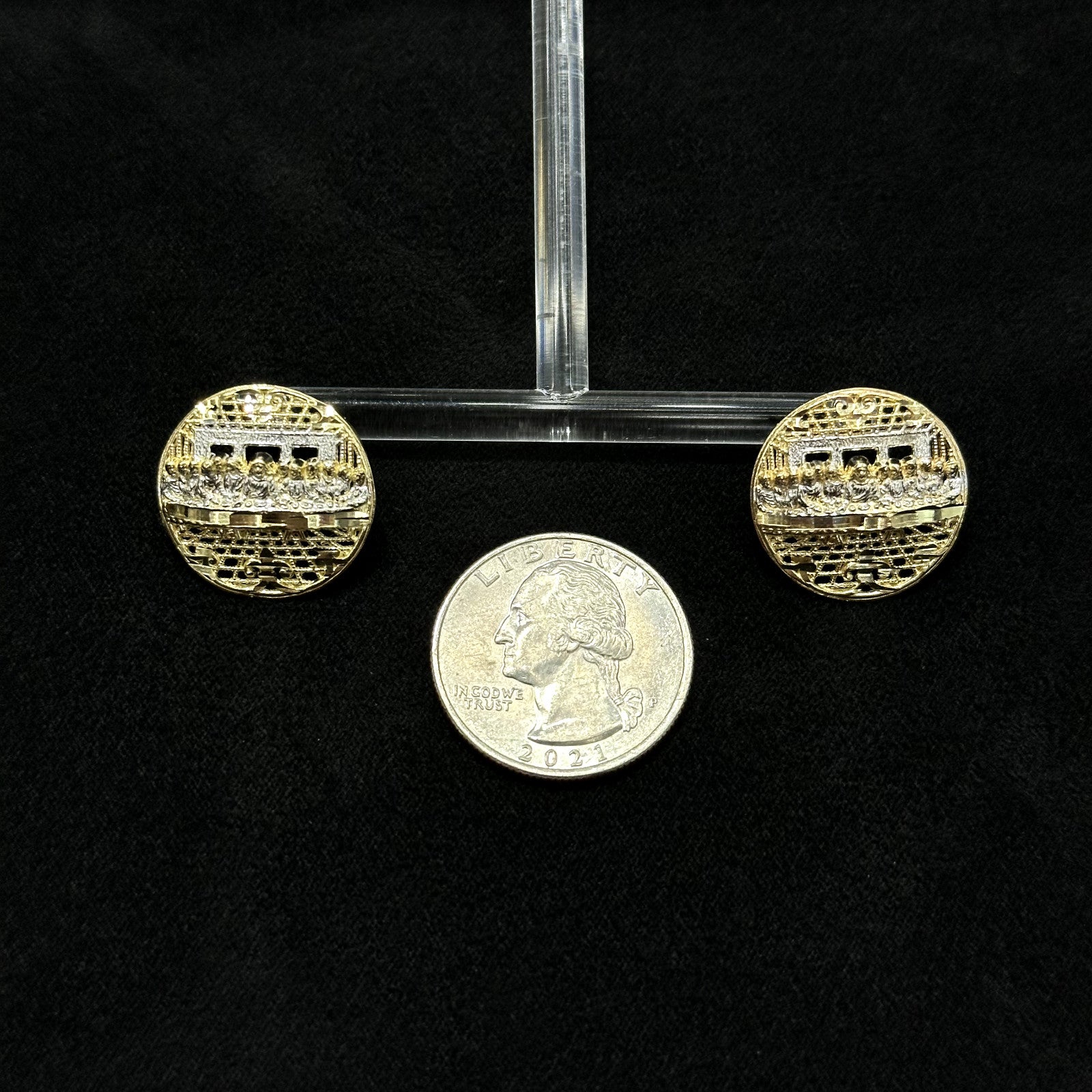 10k Gold Last Supper Earrings Large Size