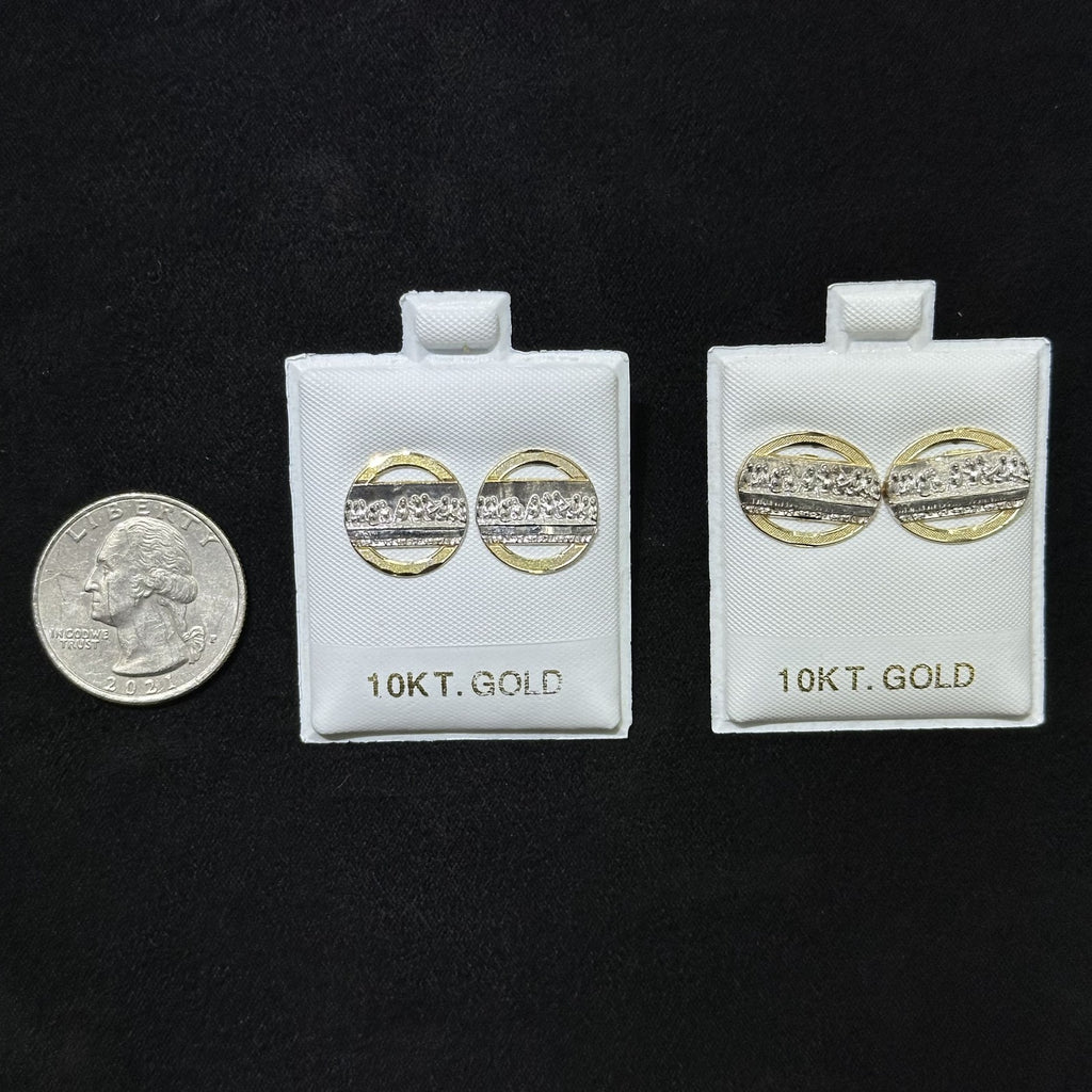 10k Gold Earrings Last Supper Diamond-Cut Last Supper Round Shape
