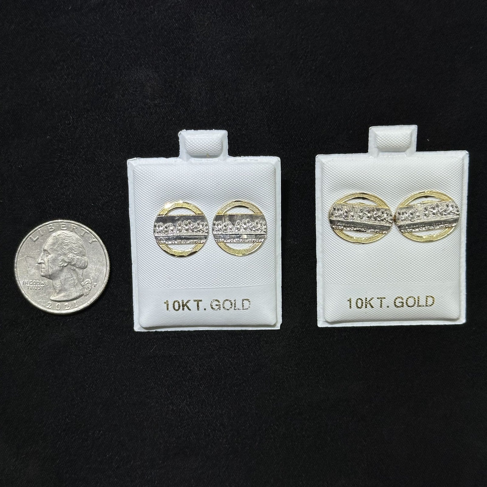 10k Gold Earrings Last Supper Diamond-Cut Last Supper Round Shape