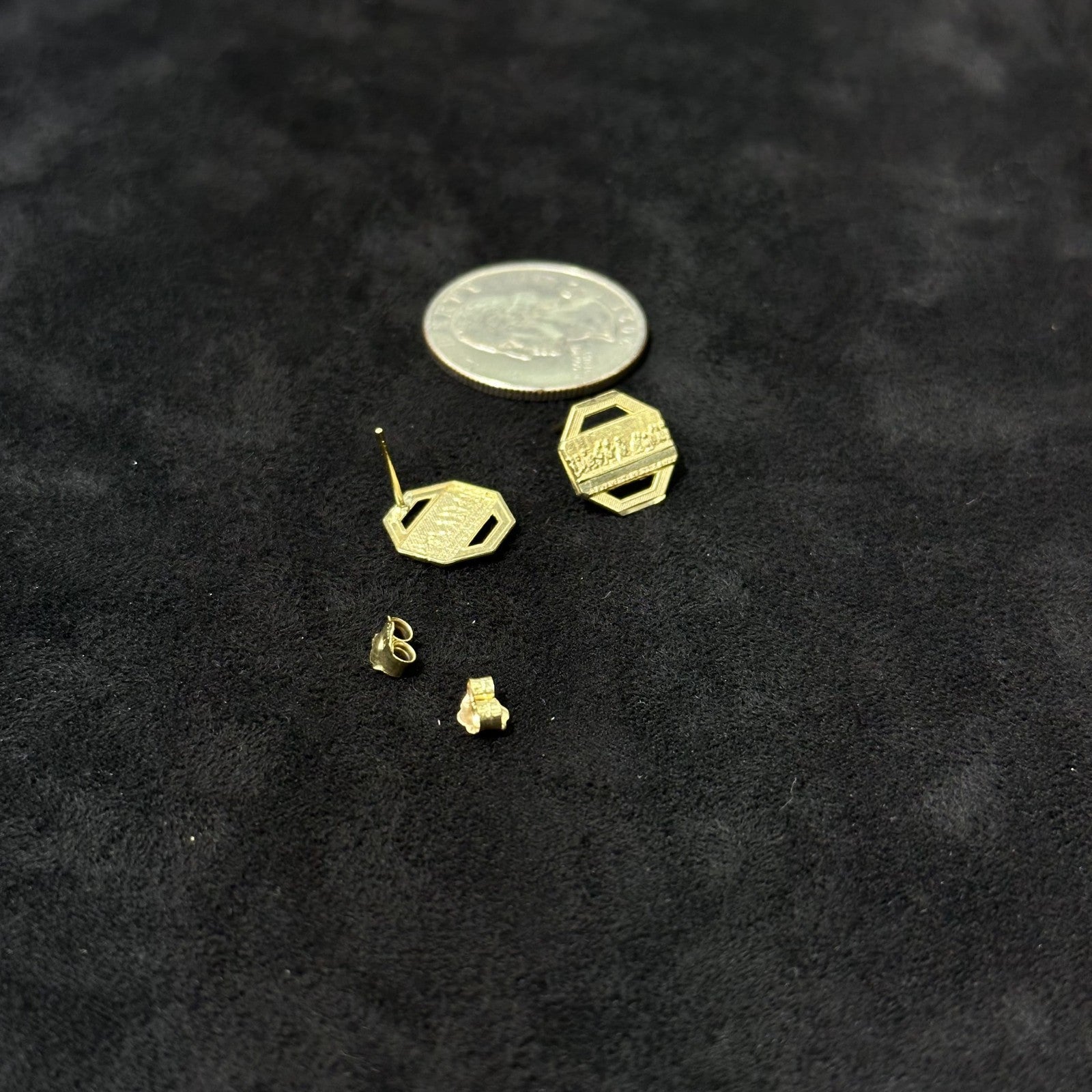 10k Gold Earrings Last Supper Medium Small Size Male Female Kids