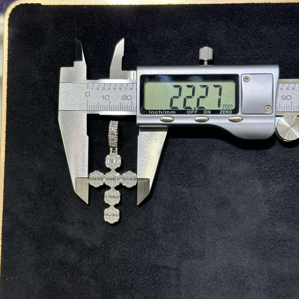 Unique Cross Charm 2.28CTW .925 Silver Moissanite VVS D Passes Tester