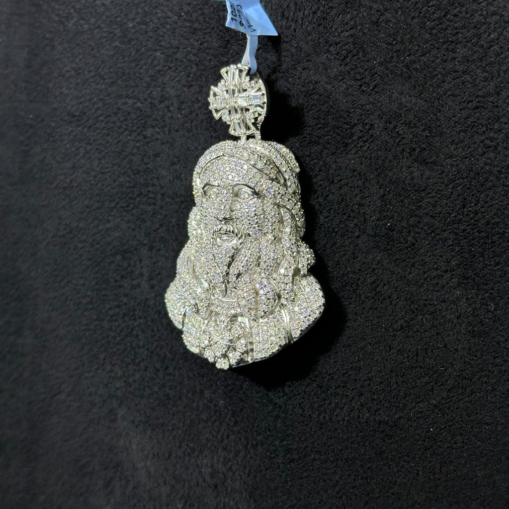 Large Jesus Charm 6.39 CTW .925 Silver Moissanite VVS D Passes Tester