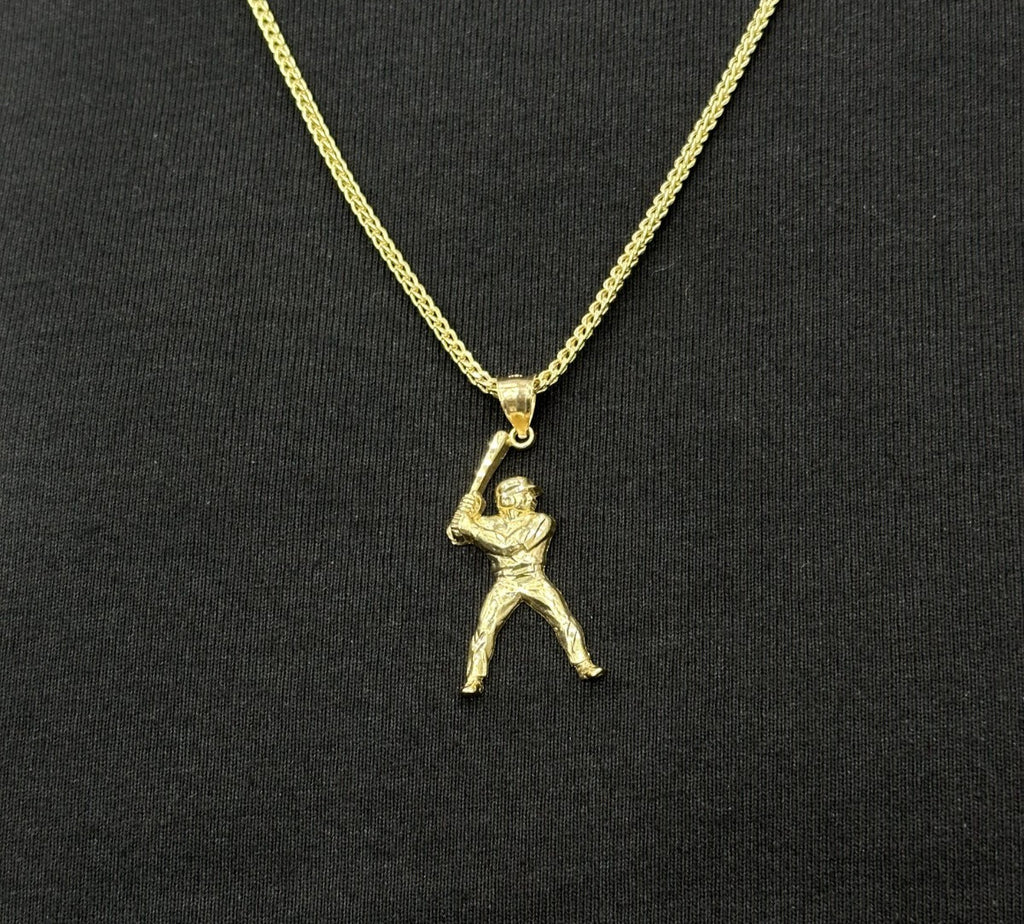 10KT Real Yellow Gold Baseball Charm Pendant  Male