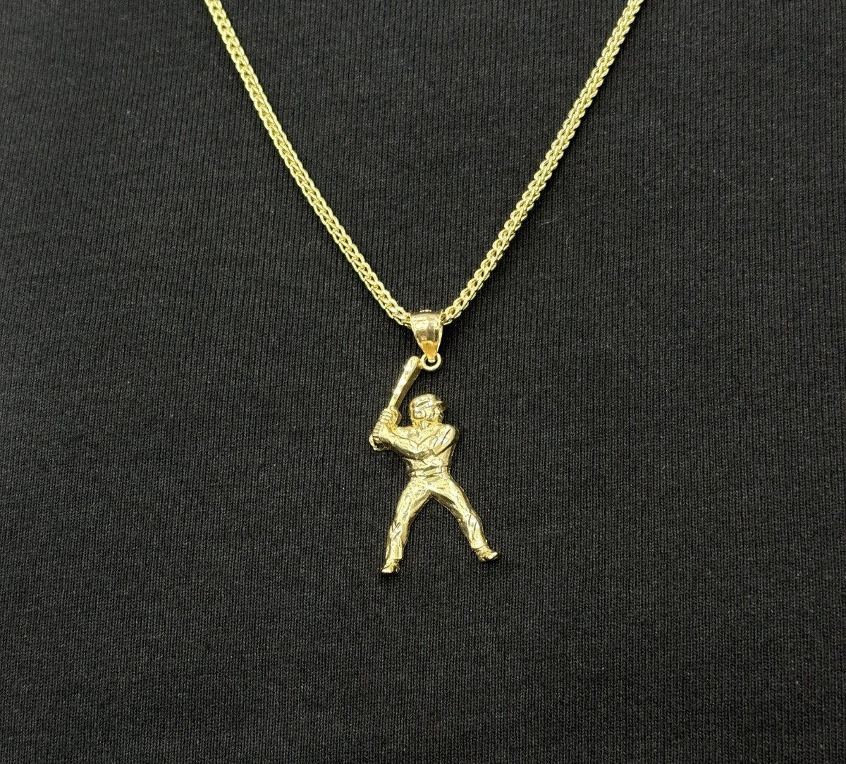 10KT Real Yellow Gold Baseball Charm Pendant  Male