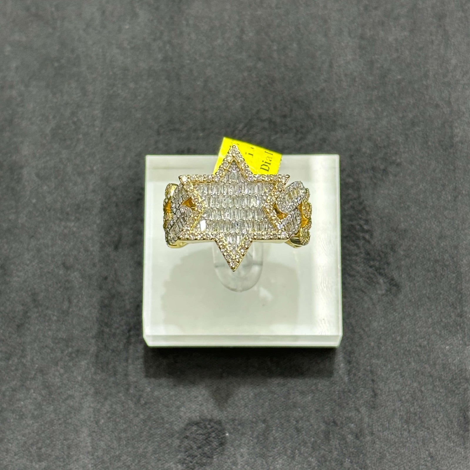 David Star Natural Diamond Ring with 10k Yellow Gold Male Female All SIZE