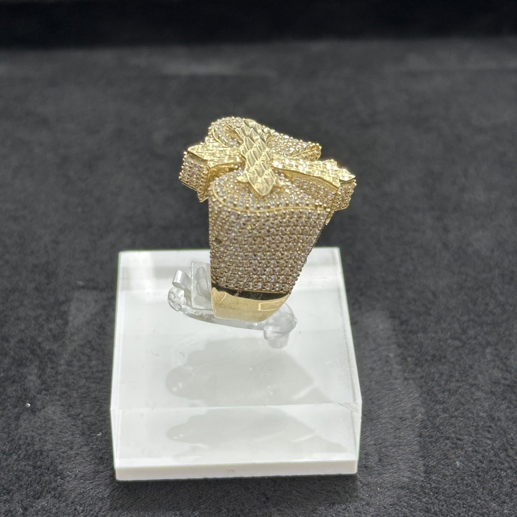 10k Cross With Wings Ring Angel CZ stones Man Female