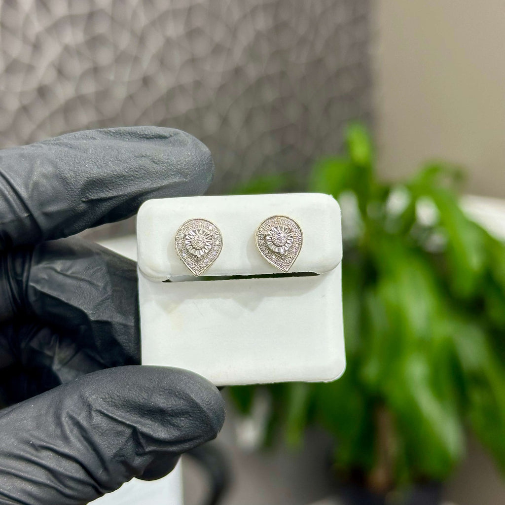 Genuine Natural Diamond Pear Shaped Earrings .30 CTW 10k Gold