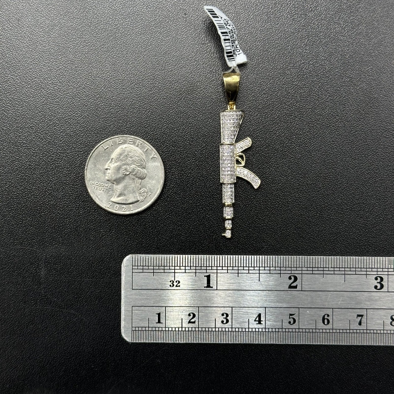 Diamond Gun Charm 10k Yellow Gold with Natural Real Diamonds 0.50 CTW