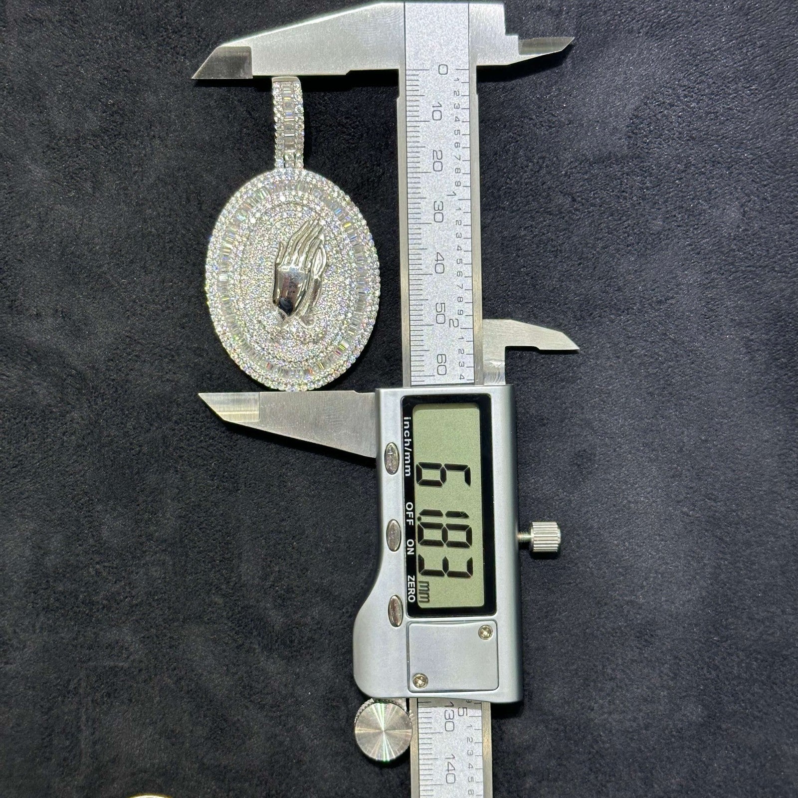 Moissanite 925 Praying Hands Charm Pendant 7.95 CTW Lab Diamonds