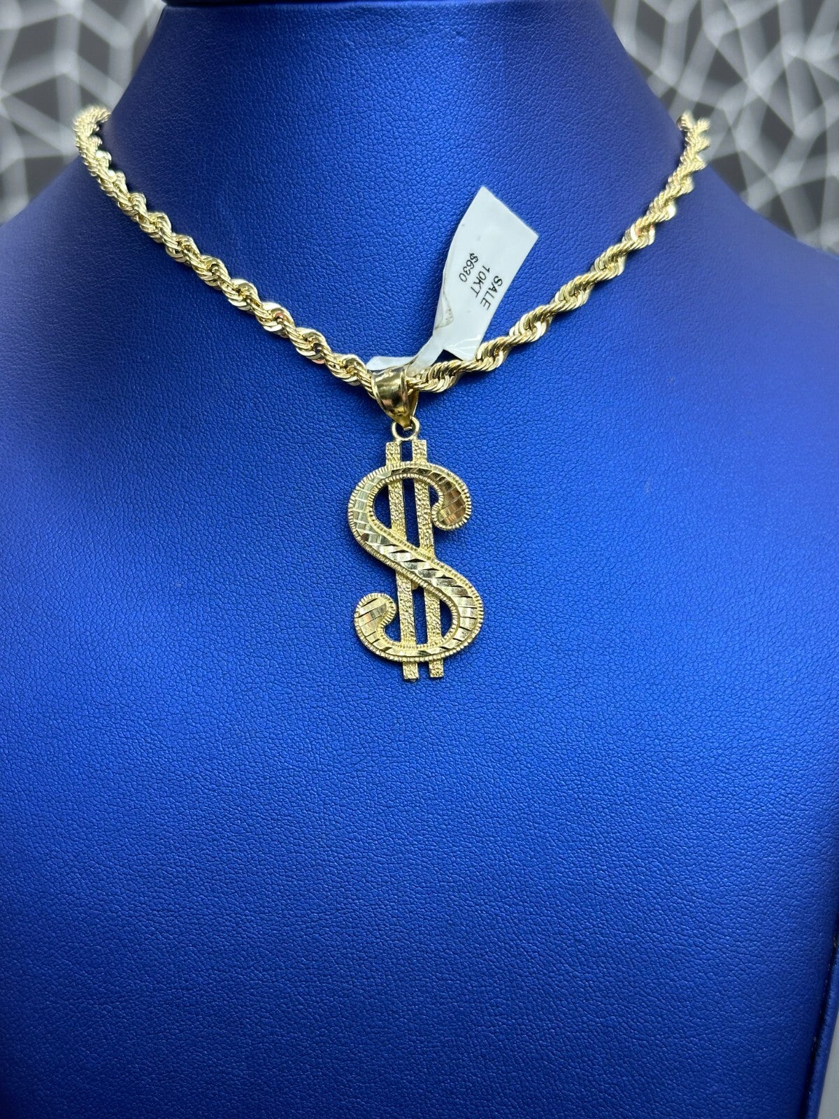 10K GOLD PENDANT DOLLAR  SIGN CHARM REAL GOLD MEDALION