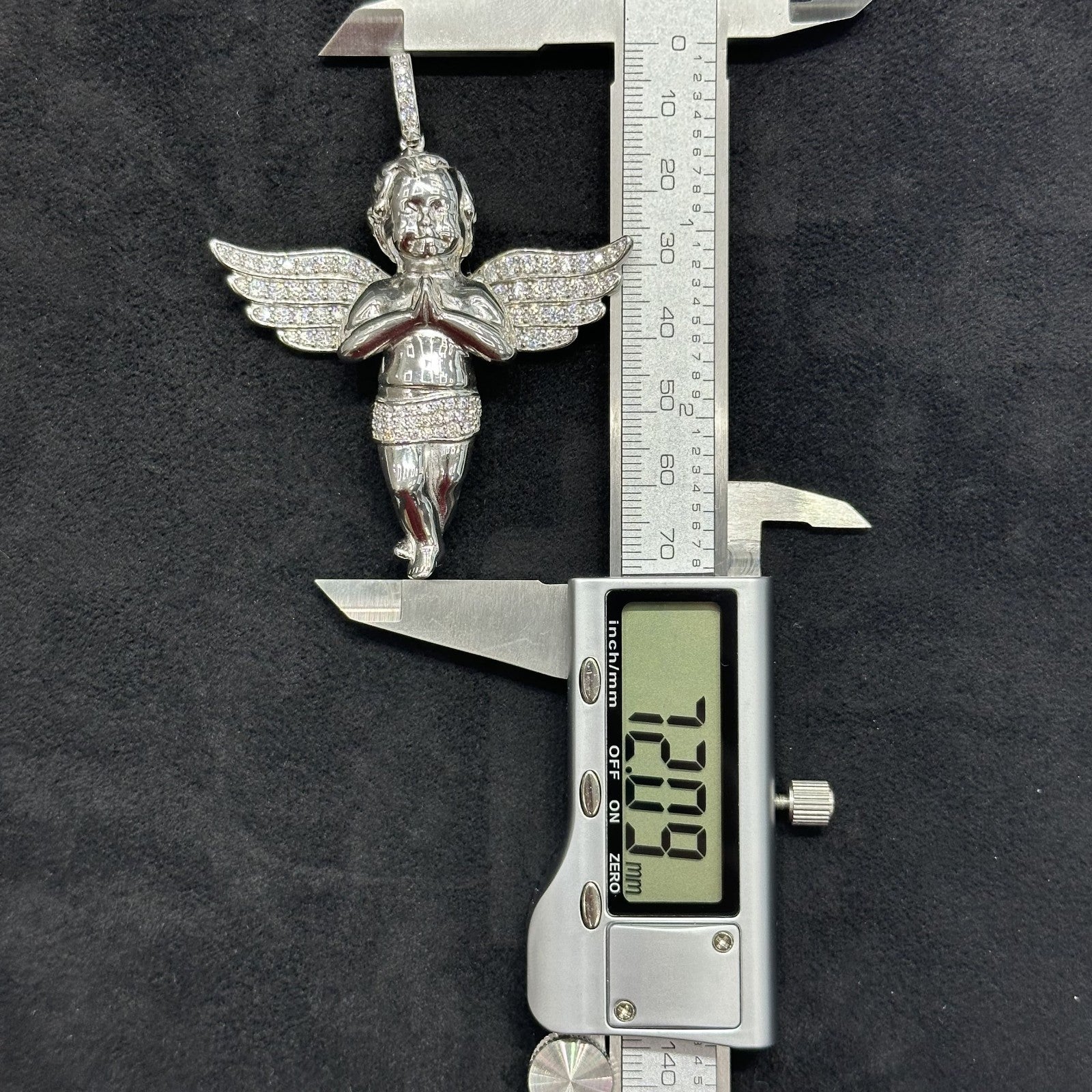 Moissanite 4.38 ct Praying Baby Angel Small 925 Sterling Silver Pendant Necklace