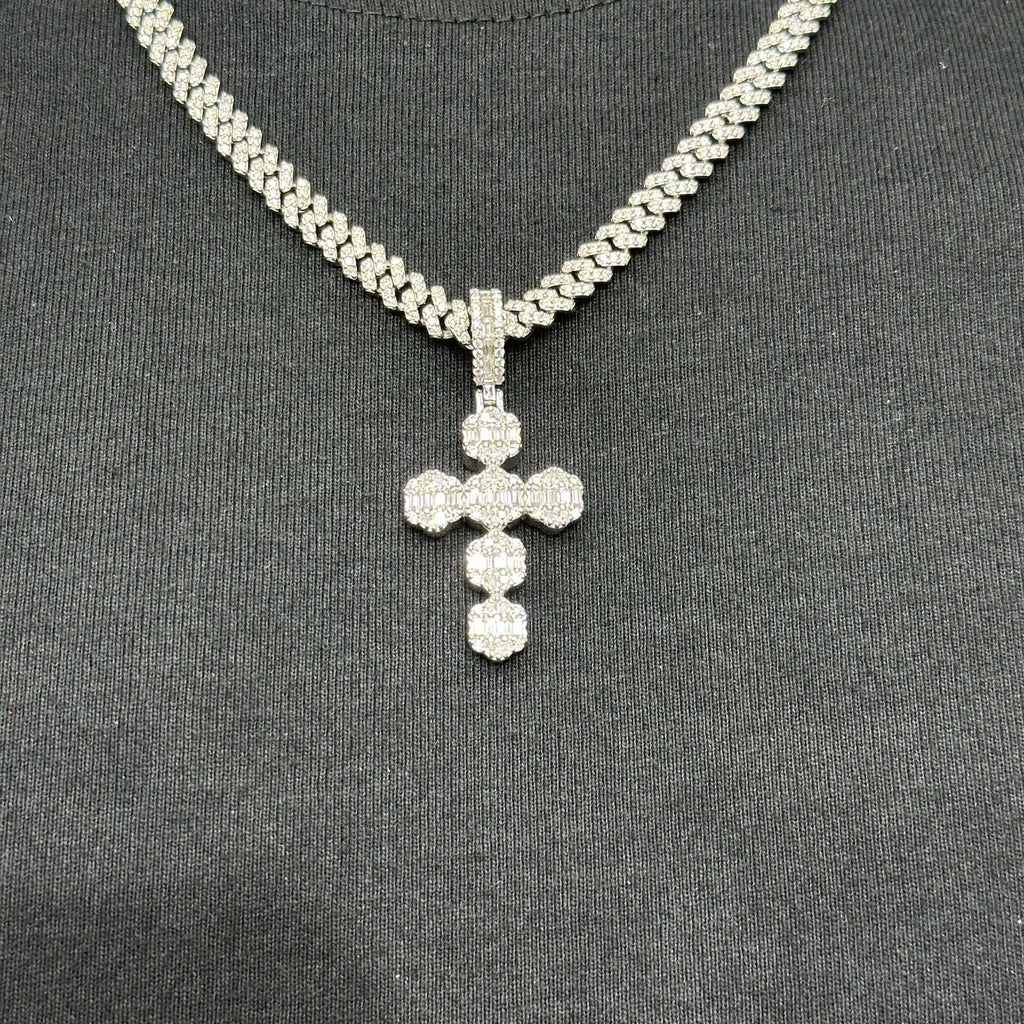 Unique Cross Charm 2.28CTW .925 Silver Moissanite VVS D Passes Tester