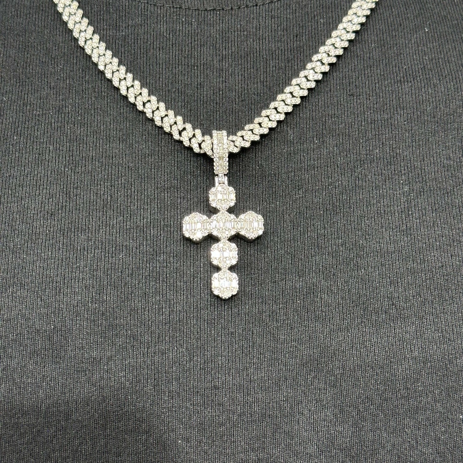 Unique Cross Charm 2.28CTW .925 Silver Moissanite VVS D Passes Tester