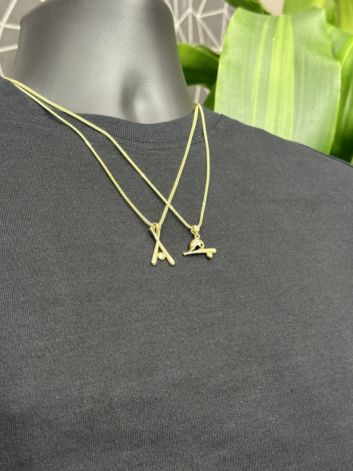 10K Yellow Gold Baseball Baseball Bat Charm Pendant