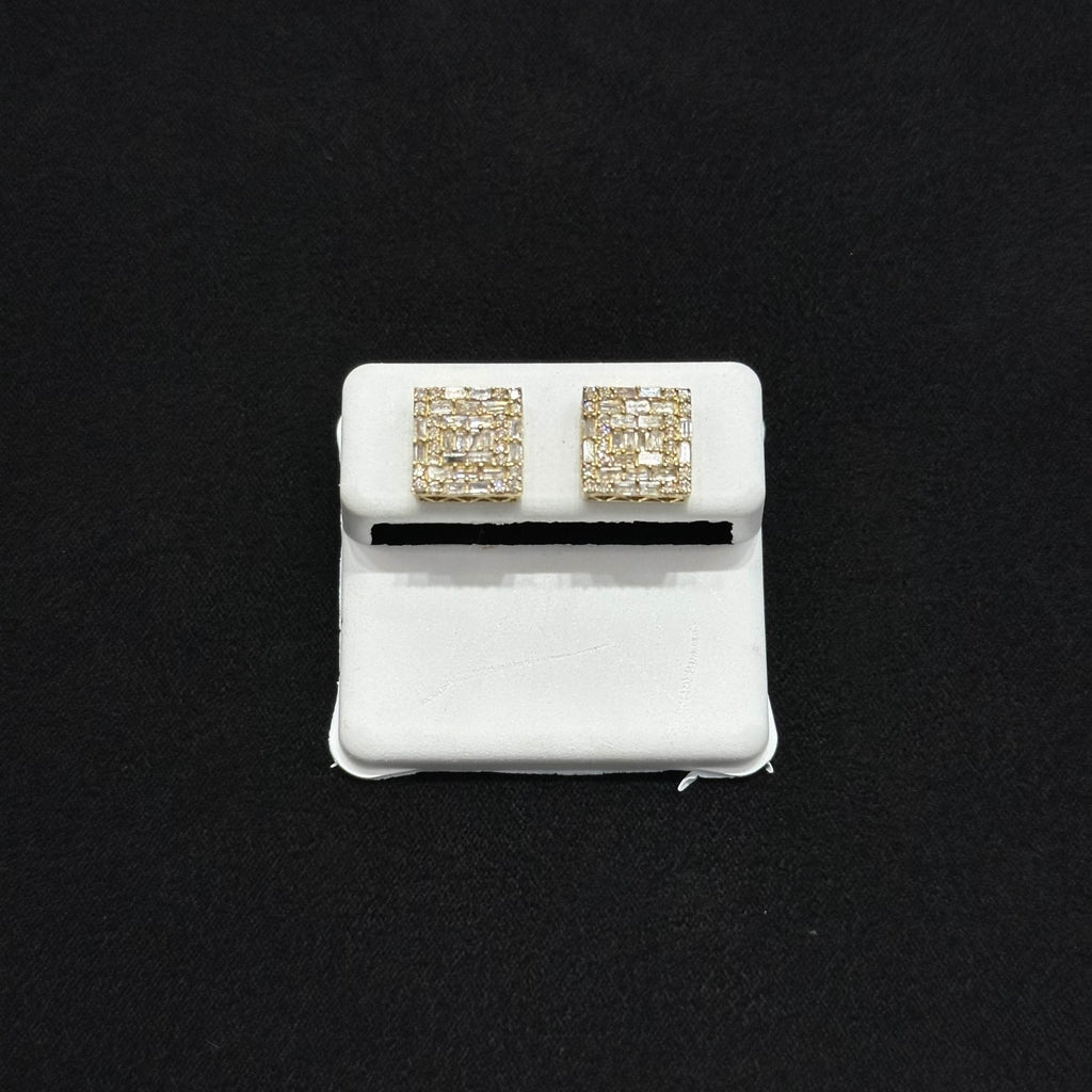 Genuine Natural Diamond Square Stud Earrings (1 CTW) 10k Real Gold