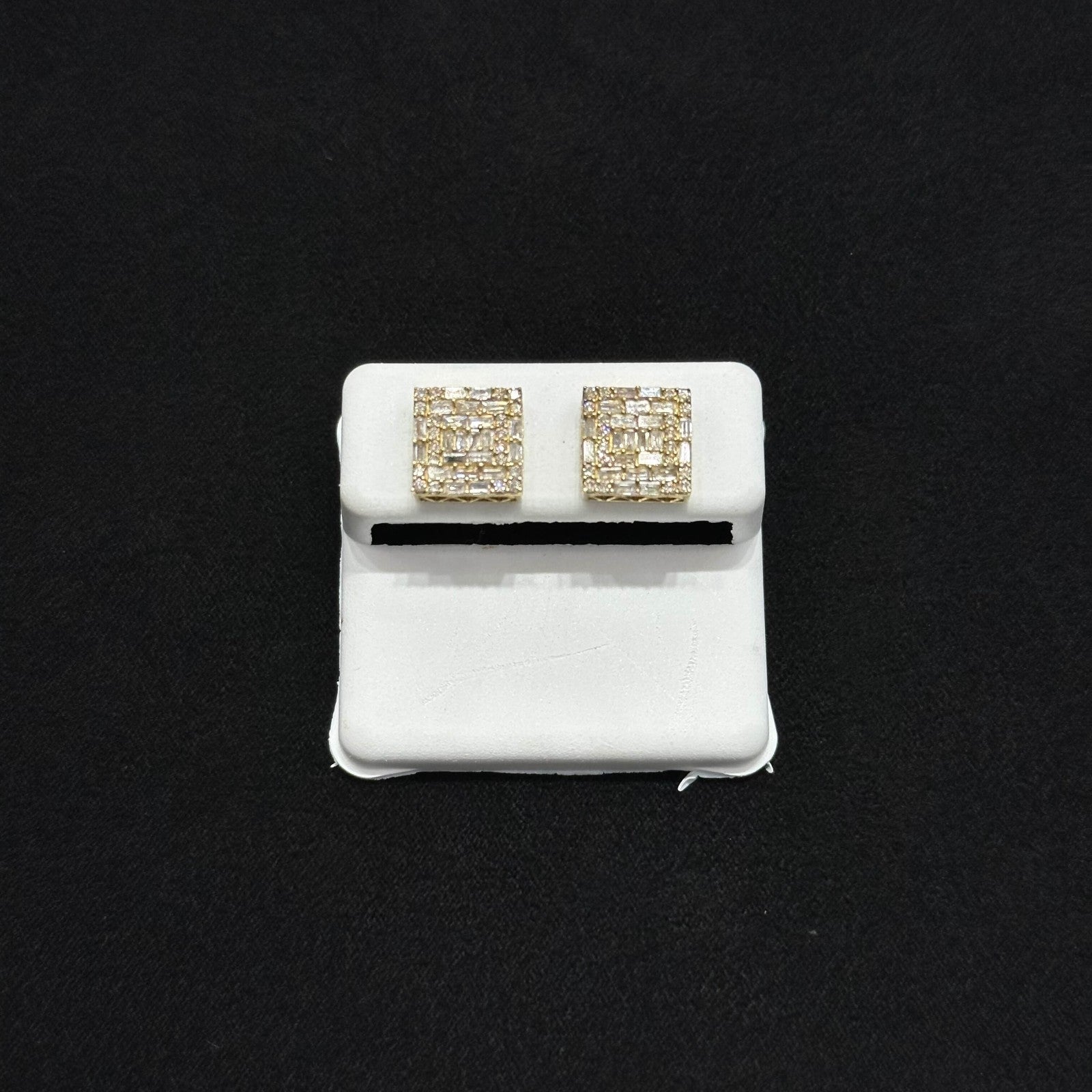 Genuine Natural Diamond Square Stud Earrings (1 CTW) 10k Real Gold