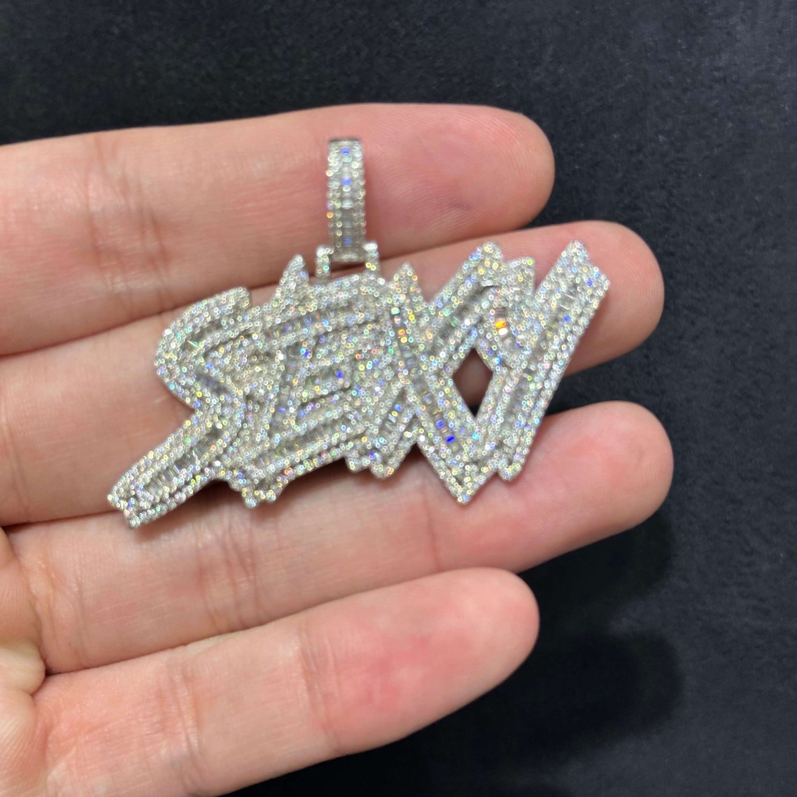 SEXY Letter Charm .925 Moissanite VVS D Passes Tester 4.66 CTW