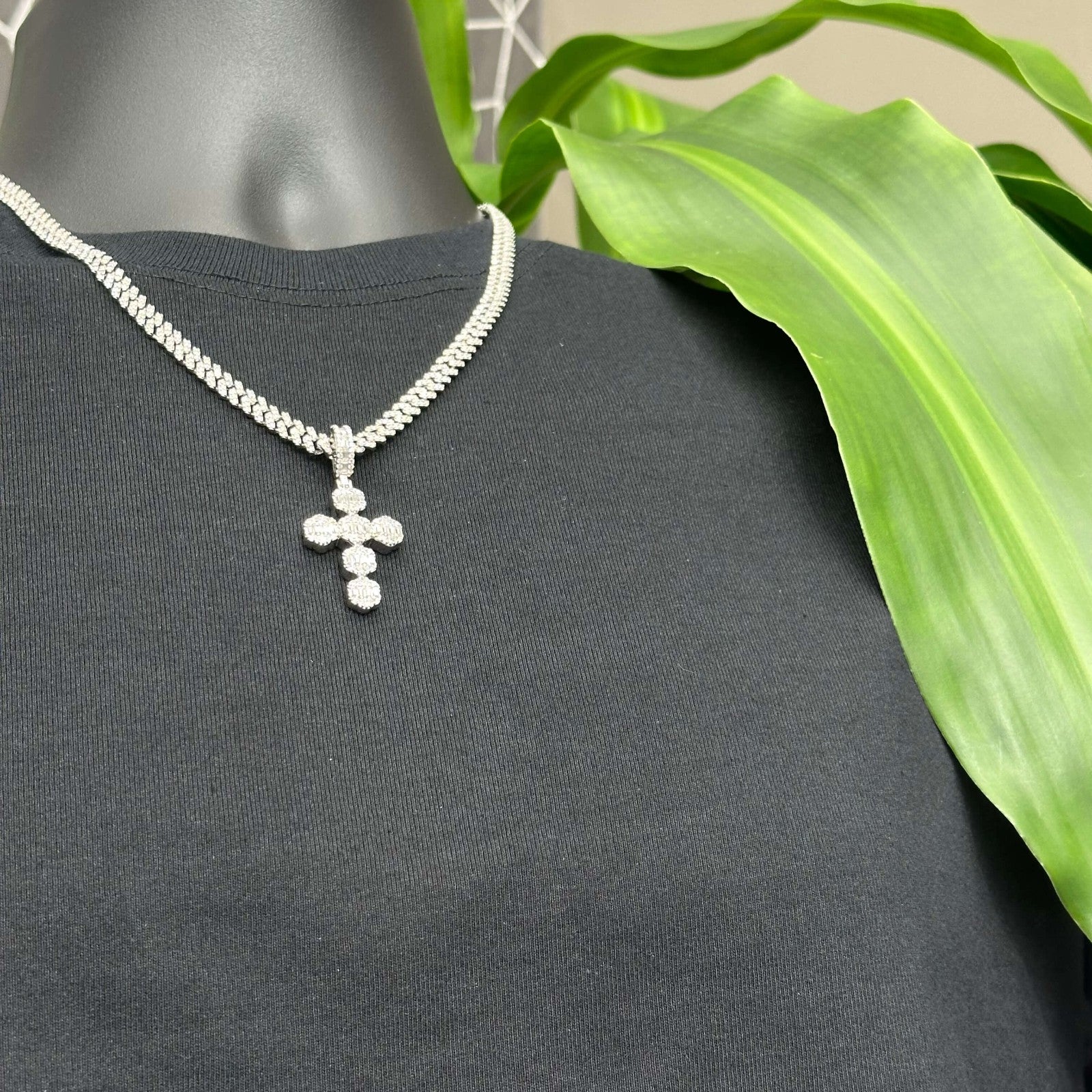 Unique Cross Charm 2.28CTW .925 Silver Moissanite VVS D Passes Tester