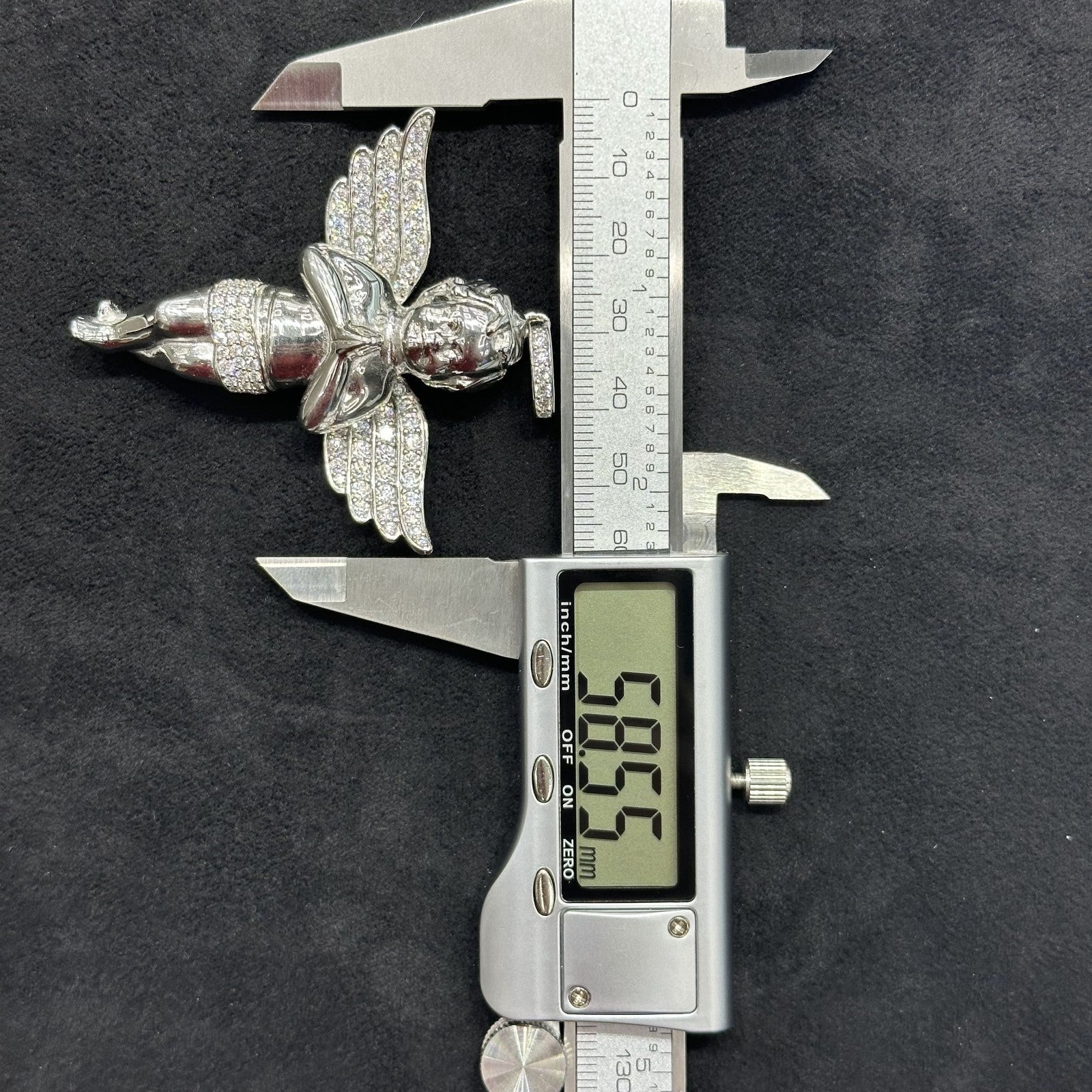 Moissanite 4.38 ct Praying Baby Angel Small 925 Sterling Silver Pendant Necklace