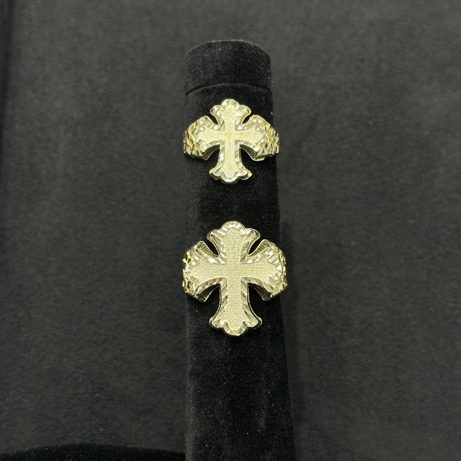 Real 10k Jesus Nugget Cross Ring Yellow Gold Mens Casual Ring 10kt