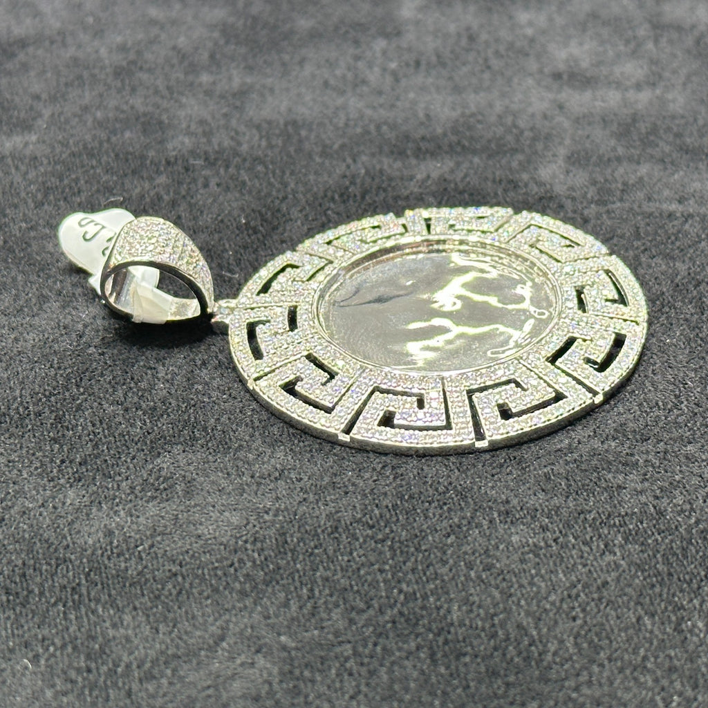 Moissaic Style Picture Memorial Pendant 925 Silver with Moissanite Passes Tester