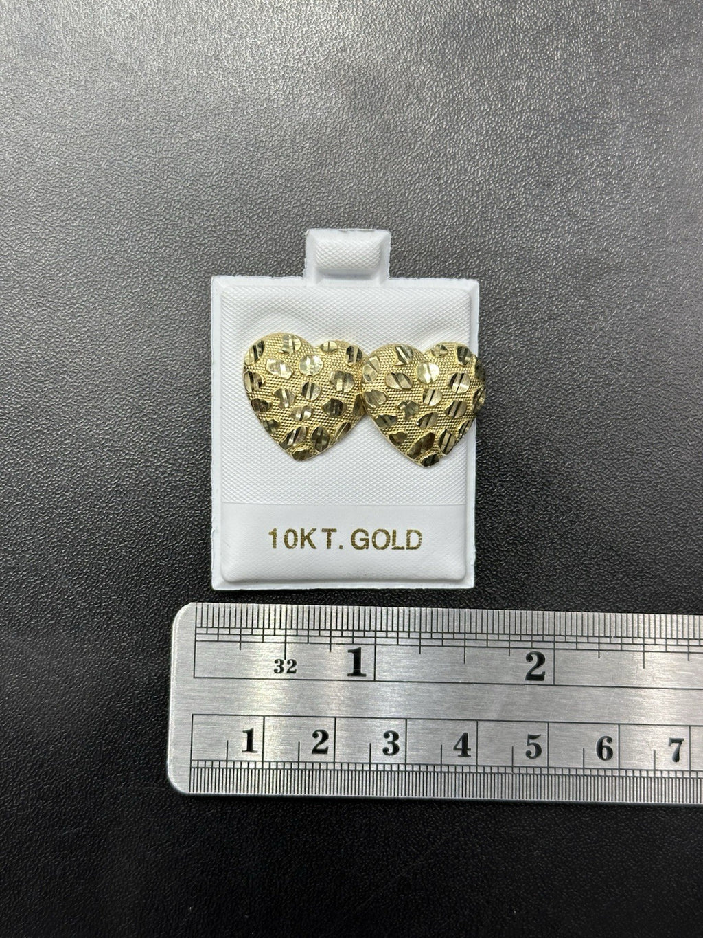 10K GOLD EARRINGS HEART NUGGET STYLE  MALE FEMALE SIZE REAL GOLD