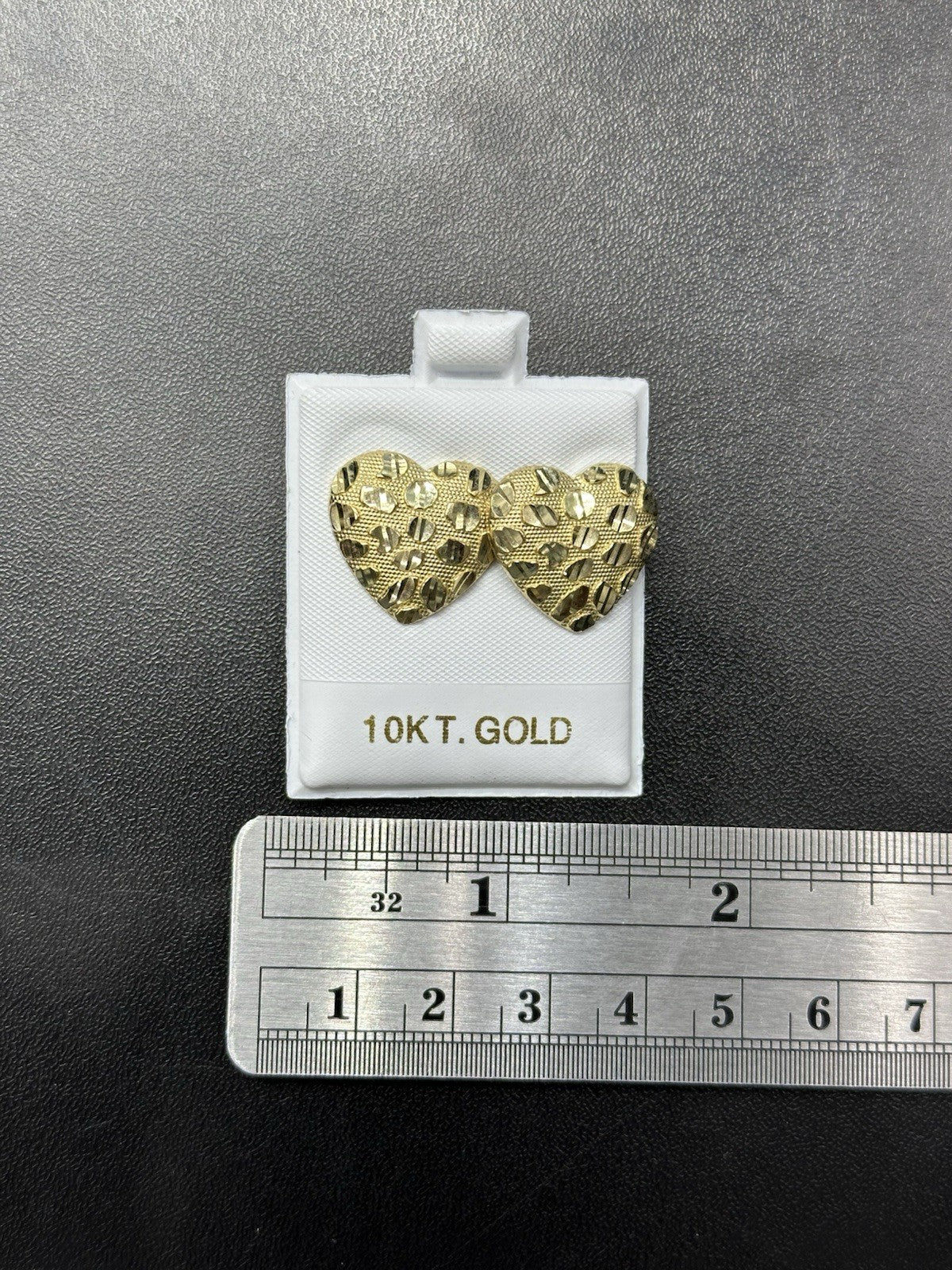 10K GOLD EARRINGS HEART NUGGET STYLE  MALE FEMALE SIZE REAL GOLD