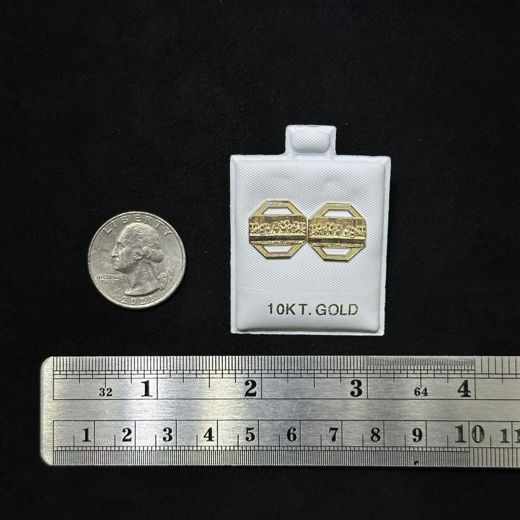10k Gold Earrings Last Supper Medium Small Size Male Female Kids