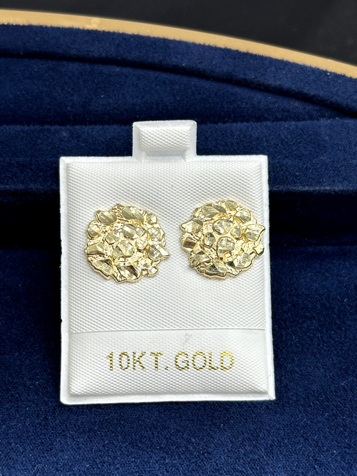 10k Gold Nugget Earrings Round
