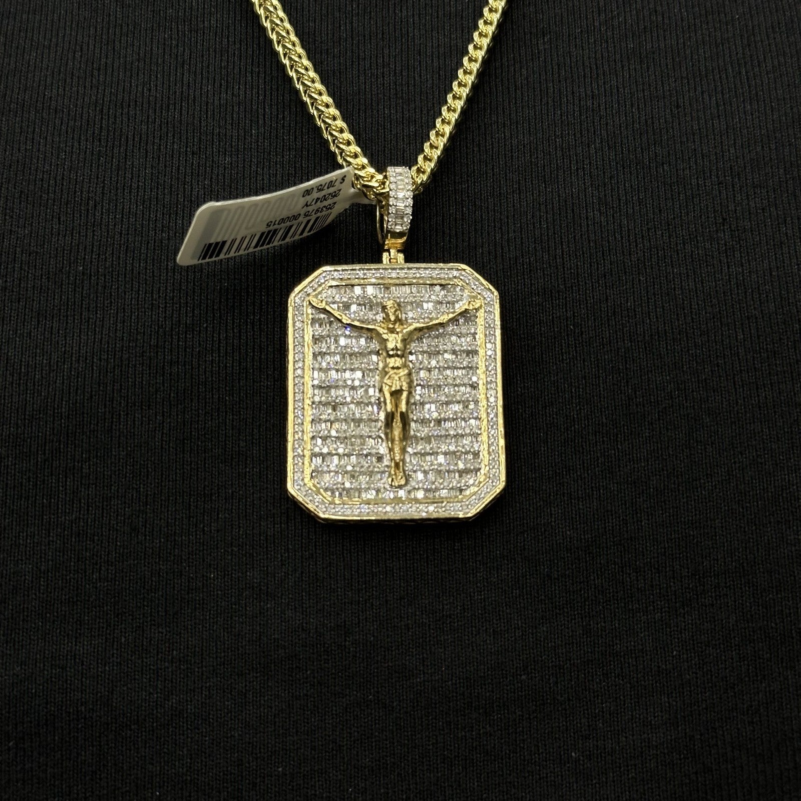 10k Gold with Natural Diamonds Cross Jesus Charm