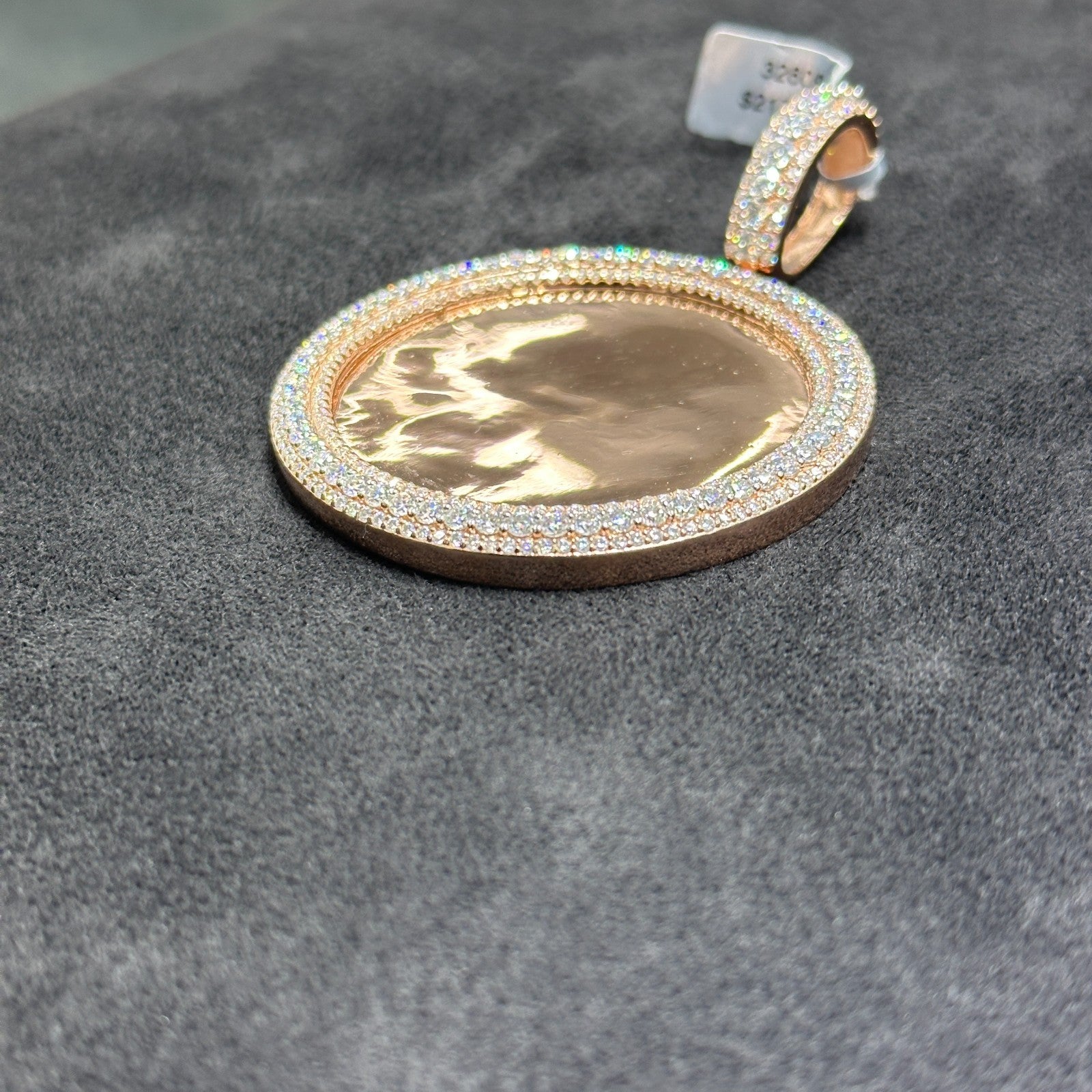 925 Sterling Silver Moissanite 8.5 CTW Pendant Men Rose Gold Plated Round Shape