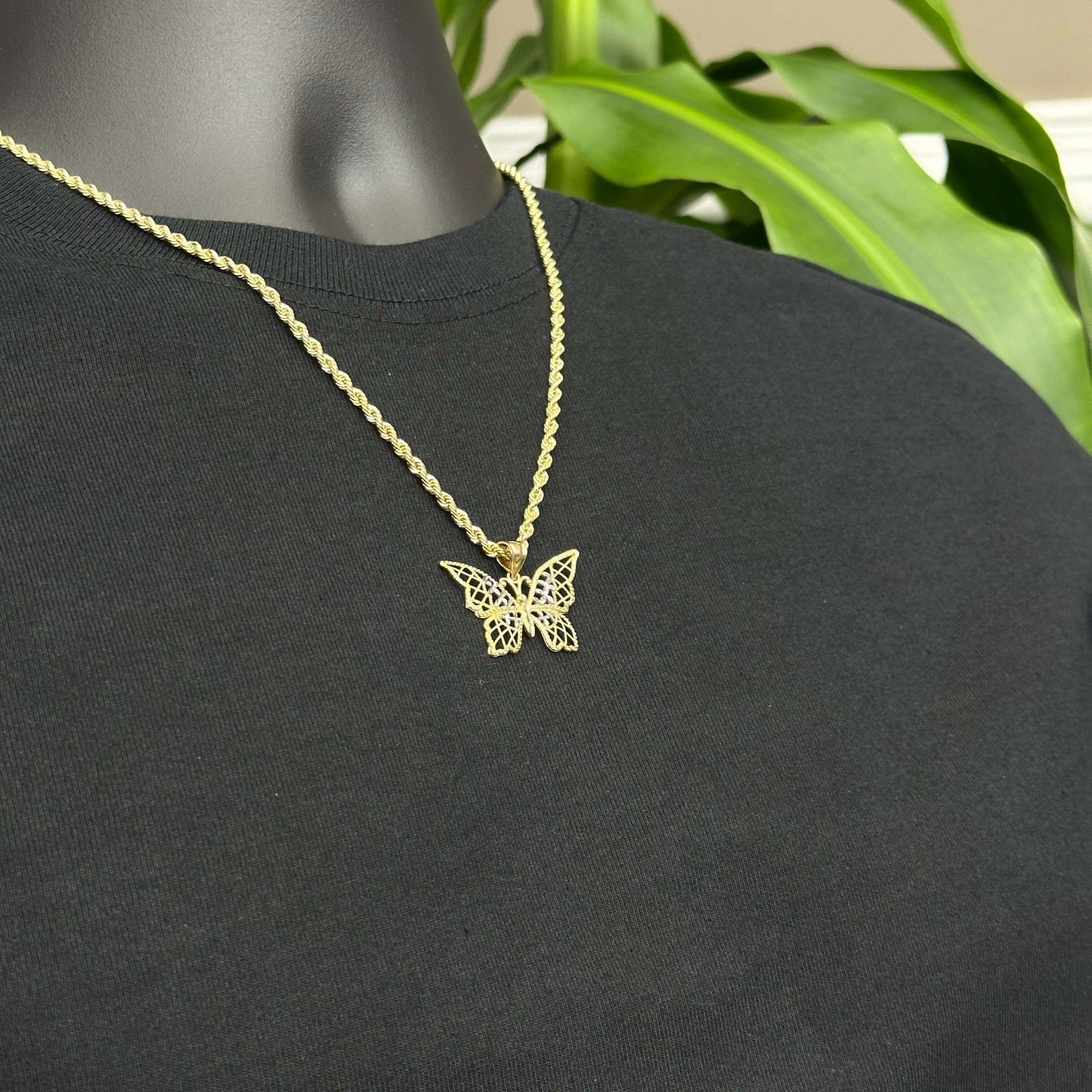 10k Real Gold Charm Butterfly Pendant Women's Jewelry