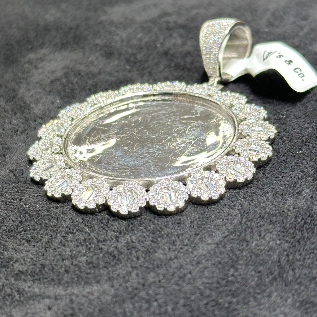 Round Moissanite 6.4 CTw Picture Charm Sterling Silver Passes Tester