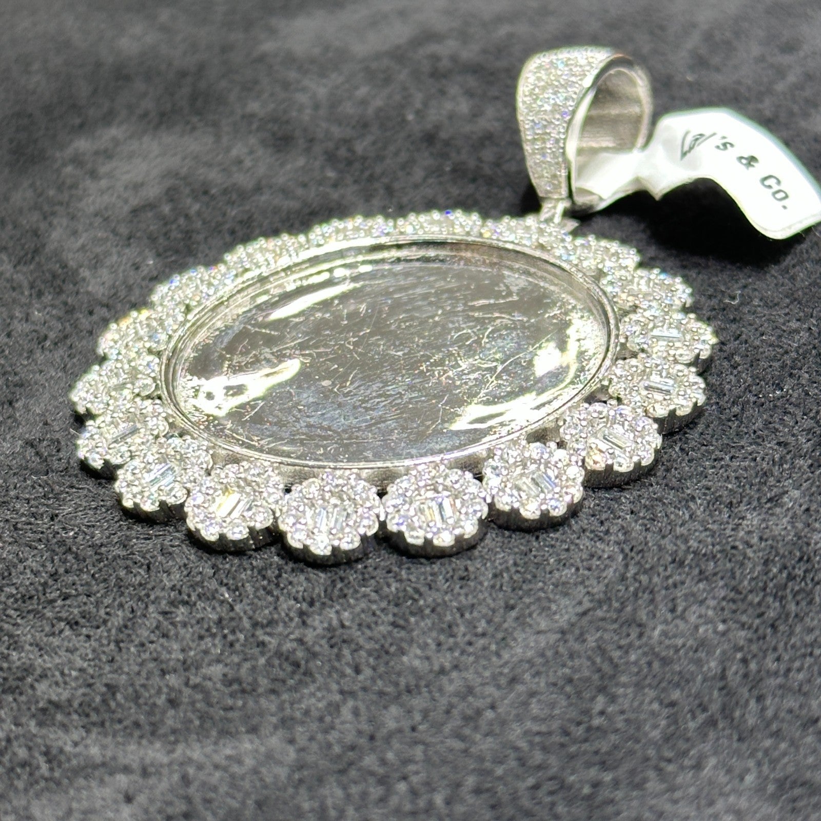 Round Moissanite 6.4 CTw Picture Charm Sterling Silver Passes Tester