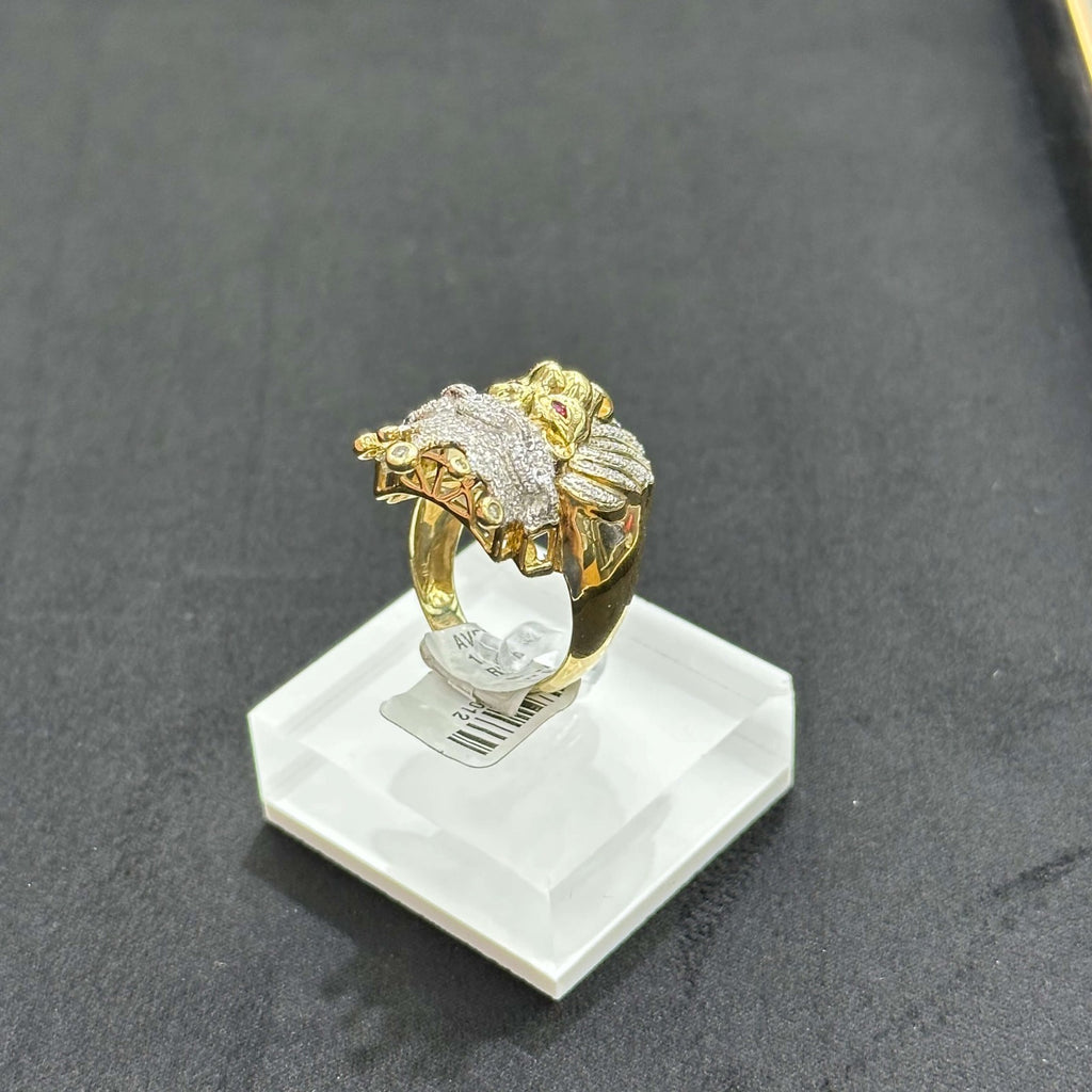 Natural Diamond Leon Head Ring 10k Gold Ring Man 0.5 ctw