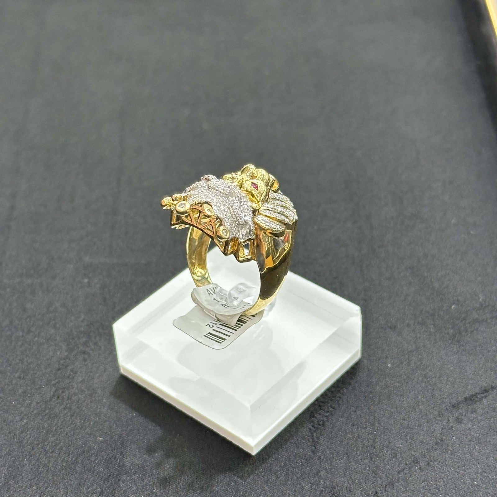 Natural Diamond Leon Head Ring 10k Gold Ring Man 0.5 ctw