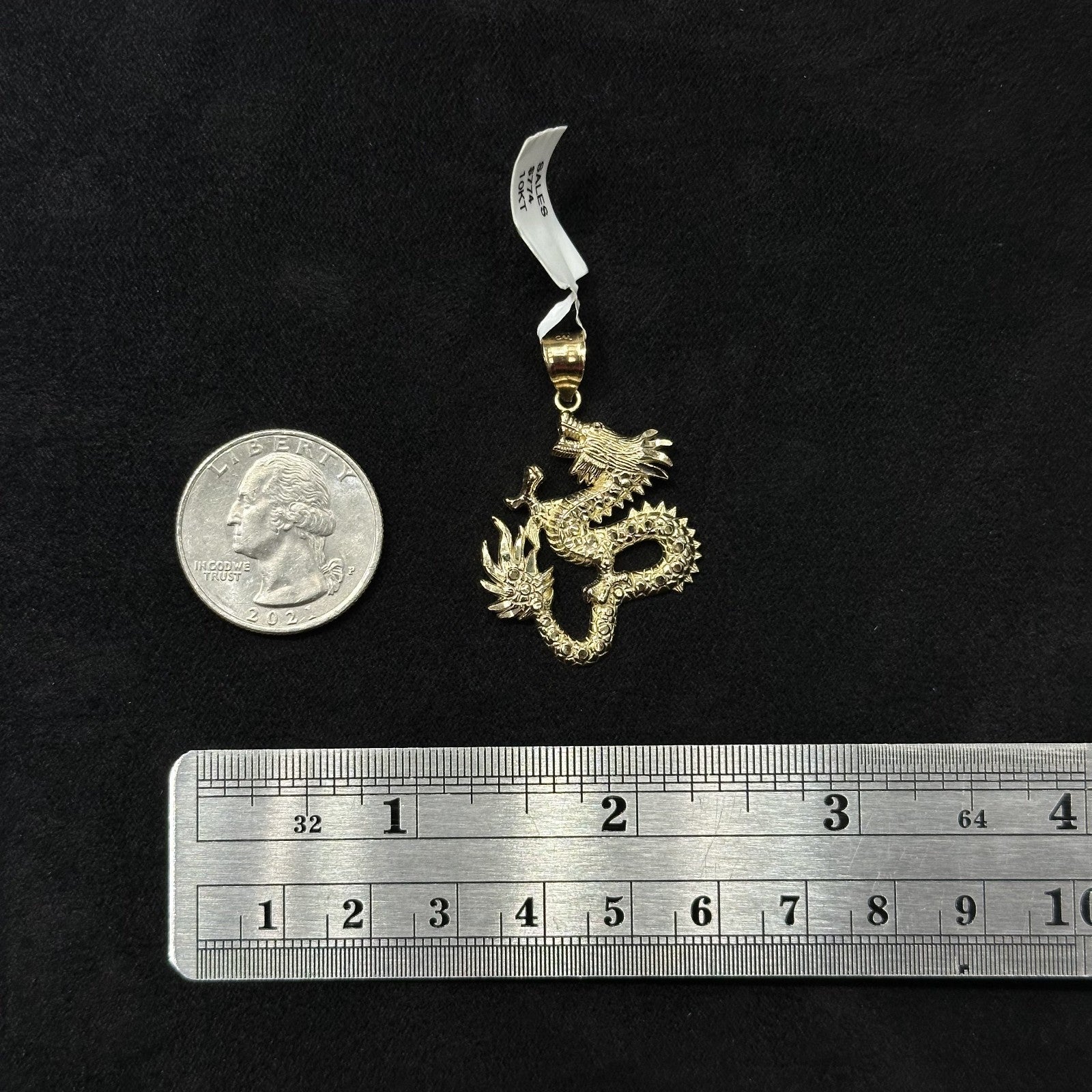 10k Yellow Gold Chinese Dragon Pendant Unisex Charm Asian Mythology Jewelry