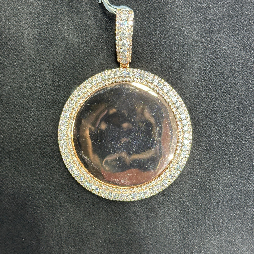 925 Sterling Silver Moissanite 8.5 CTW Pendant Men Rose Gold Plated Round Shape
