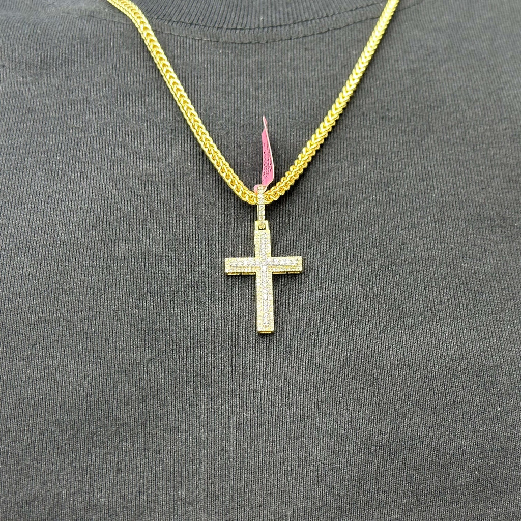 Genuine Diamond Cross Charm 0.90 CTW with 10k Gold Pendant Unisex