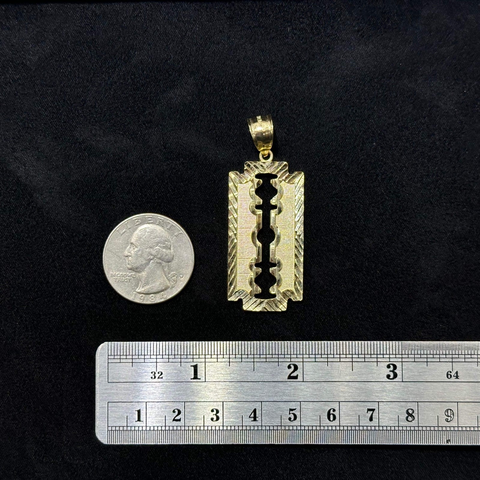 10k Real Gold Charm Razor blade Pendant Hip Hop Fashion