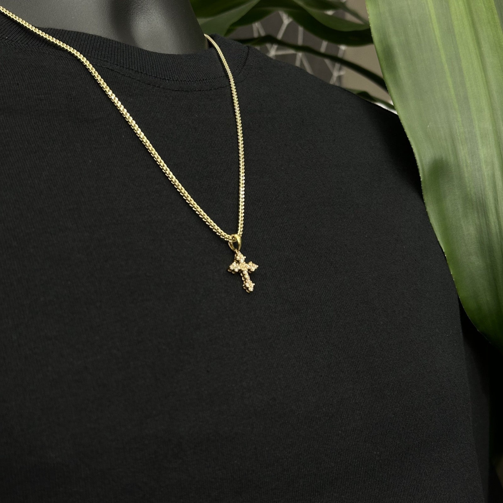 10K Solid Gold Natural Diamond Cross Pendant 0.51 CTW