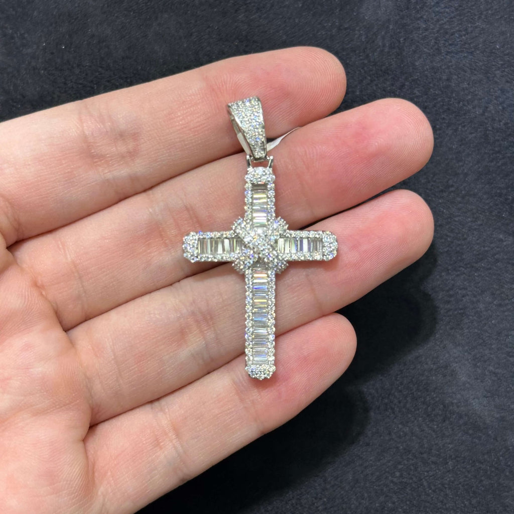 Unique Cross Charm X .925 Moissanite VVS D Passes Tester 2.40 CTW